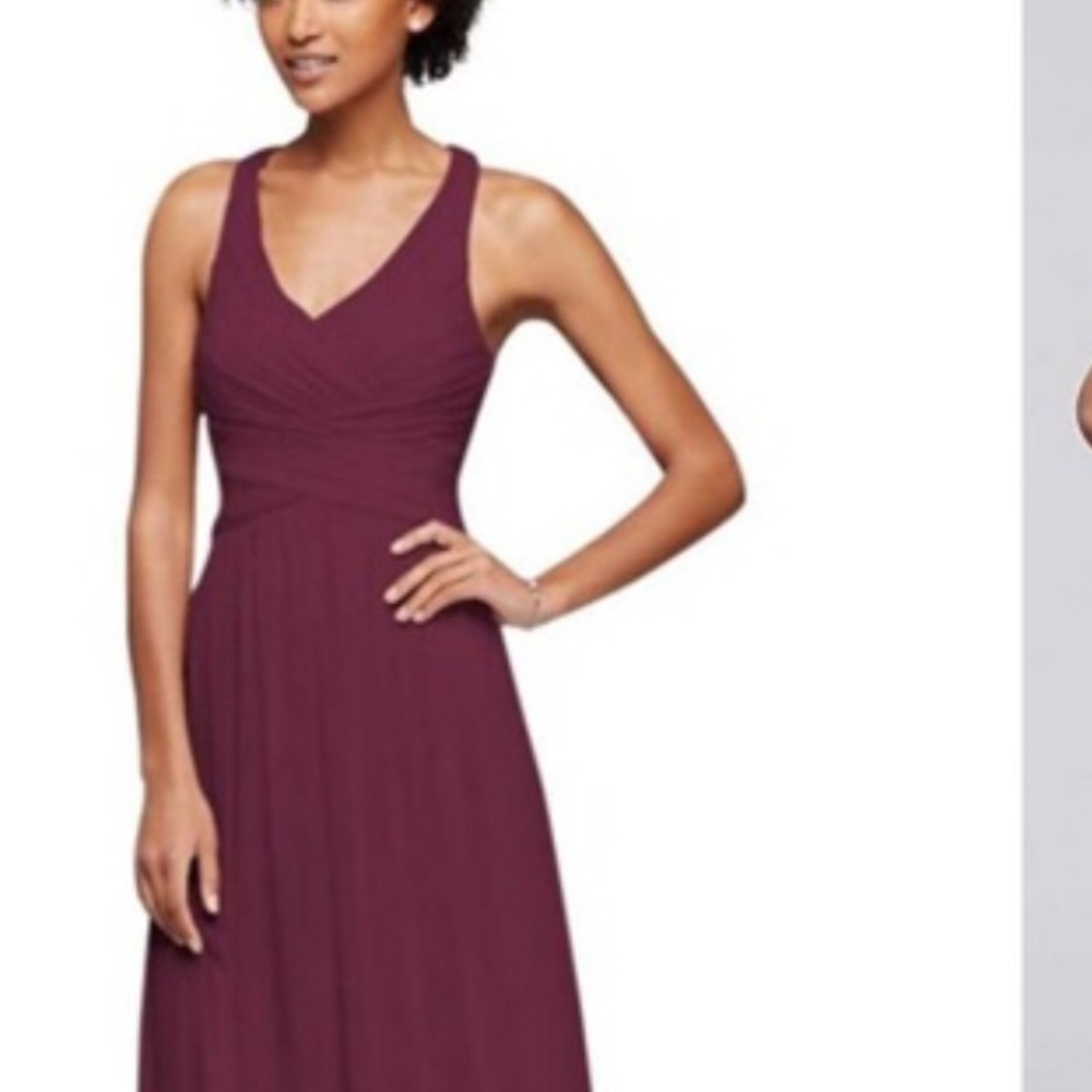 David’s bridal floor length dress wine color